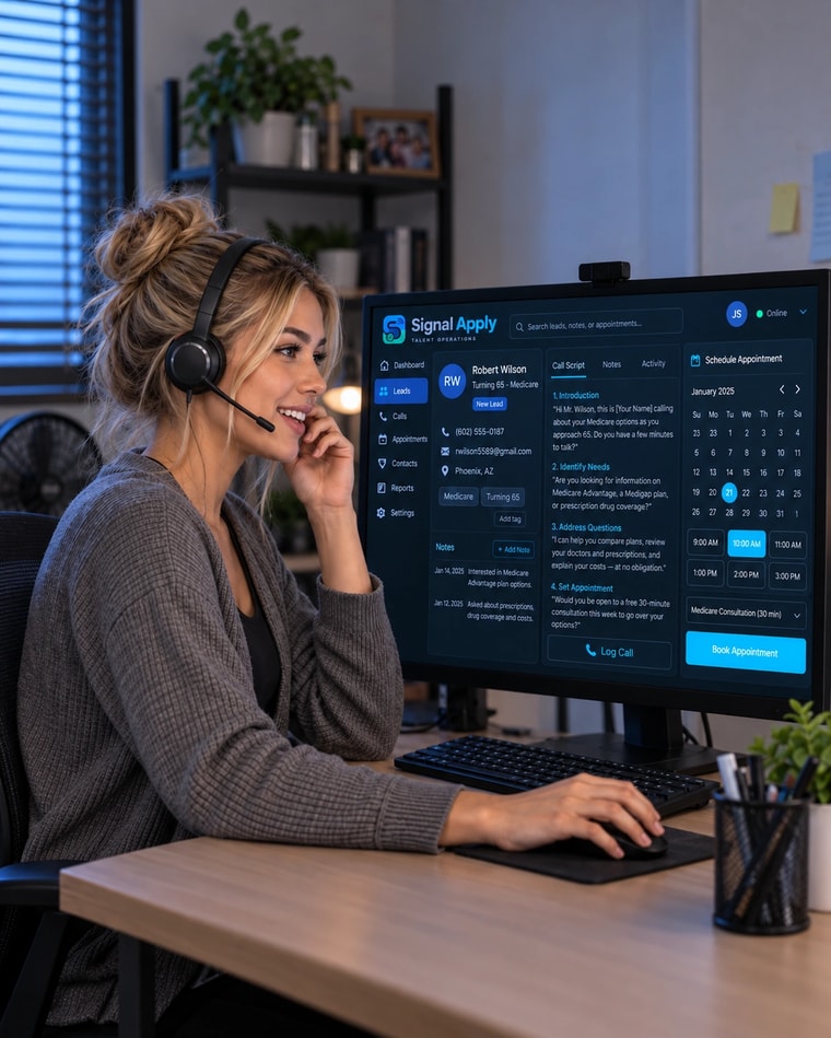 Appointment setter booking an insurance consultation